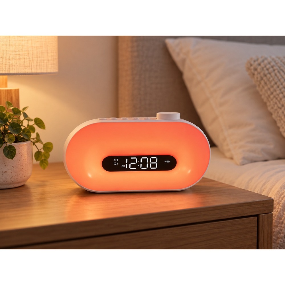 Westclox Wakeup Light Alarm Clock Sound Machine 16 Colors Bluetooth FM 72115